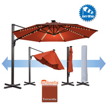 Load image into Gallery viewer, 11.5&#39; Anti-wind Cantilever Big Roma Solar LED Patio Umbrella Offset Waterproof (Local Pickup Only)
