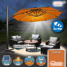 Load image into Gallery viewer, 11.5&#39; Anti-wind Cantilever Big Roma Solar LED Patio Umbrella Offset Waterproof (Local Pickup Only)
