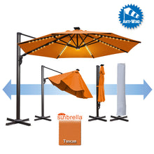 Load image into Gallery viewer, 11.5&#39; Anti-wind Cantilever Big Roma Solar LED Patio Umbrella Offset Waterproof (Local Pickup Only)
