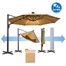 Load image into Gallery viewer, 11.5&#39; Anti-wind Cantilever Big Roma Solar LED Patio Umbrella Offset Waterproof (Local Pickup Only)
