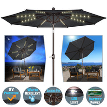 Load image into Gallery viewer, 9&#39; Patio Battery Lighted LED Umbrella Tilt Sunshade Garden Balcony
