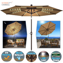 Load image into Gallery viewer, 9&#39; Patio Battery Lighted LED Umbrella Tilt Sunshade Garden Balcony
