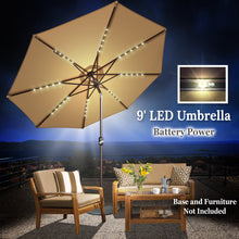 Load image into Gallery viewer, 9&#39; Patio Battery Lighted LED Umbrella Tilt Sunshade Garden Balcony
