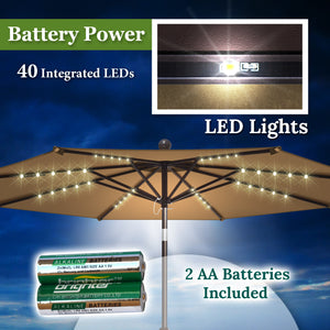 9' Patio Battery Lighted LED Umbrella Tilt Sunshade Garden Balcony