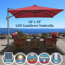 Load image into Gallery viewer, Outdoor 10&#39;x10&#39; LED Light Offset Cantilever Umbrella Patio Hanging Umbrella GLEAMINGG (ONLY LOCAL PICK UP) )
