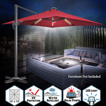 Load image into Gallery viewer, Outdoor 10&#39;x10&#39; LED Light Offset Cantilever Umbrella Patio Hanging Umbrella GLEAMINGG (ONLY LOCAL PICK UP) )
