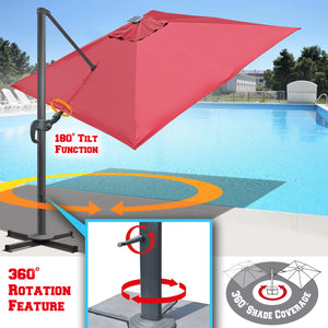 Outdoor 10'x10' LED Light Offset Cantilever Umbrella Patio Hanging Umbrella GLEAMINGG (ONLY LOCAL PICK UP) )