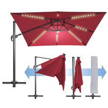 Load image into Gallery viewer, Outdoor 10&#39;x10&#39; LED Light Offset Cantilever Umbrella Patio Hanging Umbrella GLEAMINGG (ONLY LOCAL PICK UP) )
